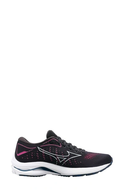 Mizuno Project Zero Wave Rider Running Shoe In Black-pearl Blue