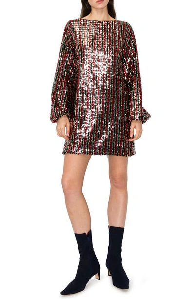 Melloday Sequin Long Sleeve Minidress In Multi