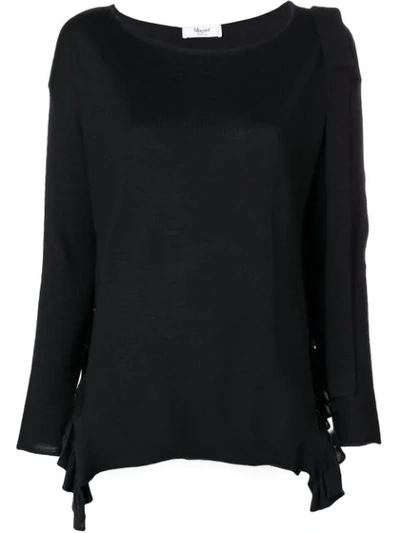 Blugirl Ruffle Trim Top - Black In Black