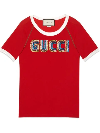 Gucci T-shirt With  Appliqué - Red