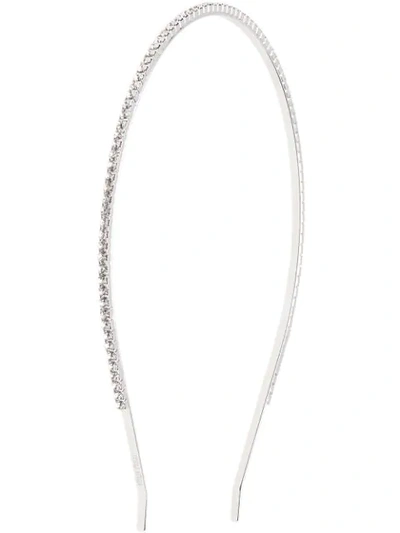 Miu Miu Thin Crystal Embellished Headband In Metallic