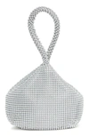 Jessica Mcclintock Staci Beaded Mesh Wristlet In 42-silver