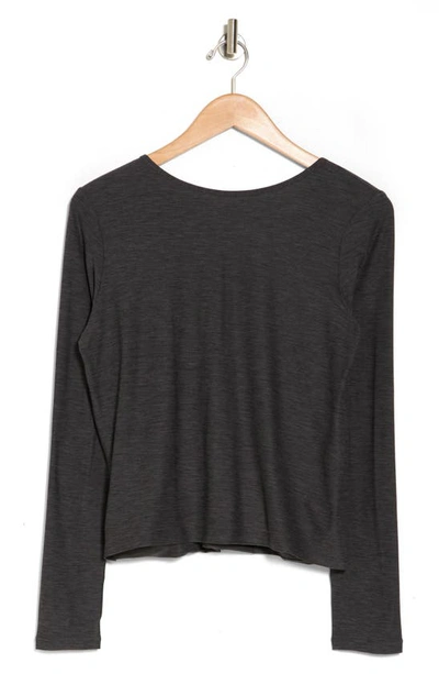 Kyodan Long Sleeve Moss Jersey Top In Charcoal Heather