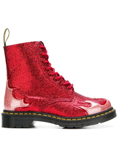Dr. Martens' 1460 Pascal Flame Boots In Red
