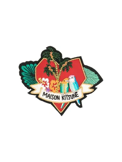 Maison Kitsuné Love Blazon Embroidered Pin In Multicolour