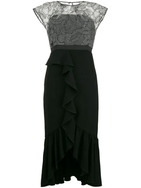 Three Floor Lace Detailed Dress In Black | ModeSens