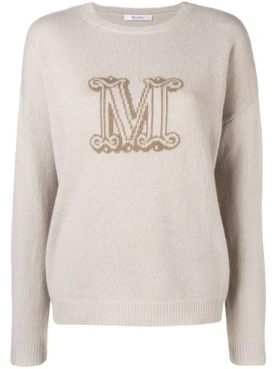 Max Mara Cashmere Knitted Logo Sweatshirt - Neutrals