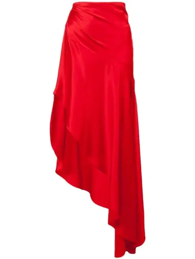 Monse Crepe Back Satin Flared Skirt In Red