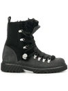 Moncler Berenice Suede Ankle Boots With Shearling In Black