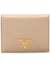 Prada Logo Plaque Bifold Wallet - Metallic