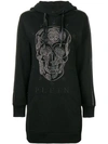 Philipp Plein Tunic-length Hoodie In Black