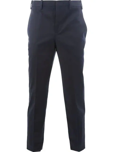 Neil Barrett Contrast-hem Tailored Trousers - Blue