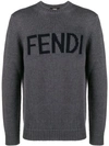 Fendi Logo Patch Sweatshirt In Grigio