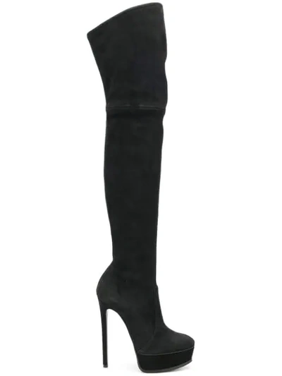 Casadei Stiletto Thigh Length Boots In Black