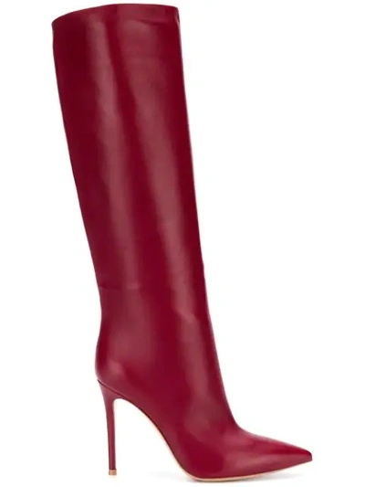Gianvito Rossi Pointed Knee-length Boots In Red