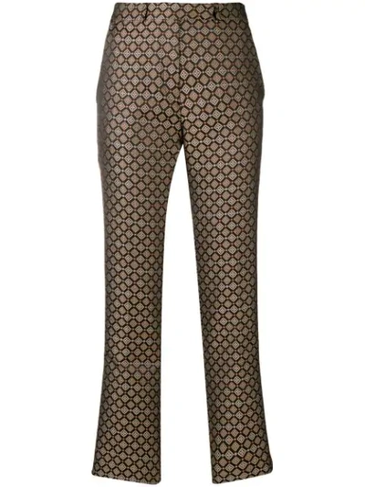 Etro Geometric Jacquard Trousers In Brown