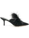 Tory Burch Feather Crystal Embellished Mules In Black