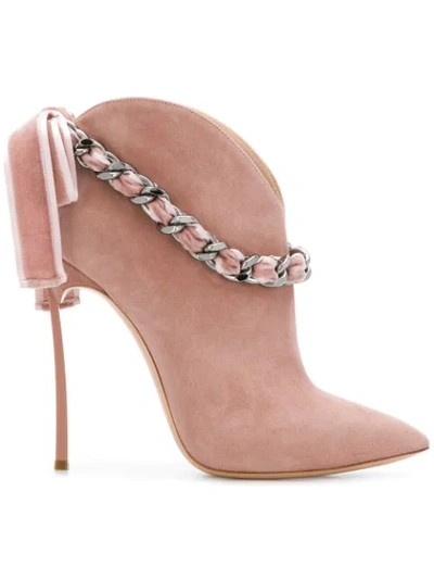 Casadei Chain Embellished Boots - Neutrals