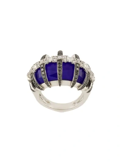 Stephen Webster 18kt White Gold, Lapis Lazuli And Diamond Ring In Metallic