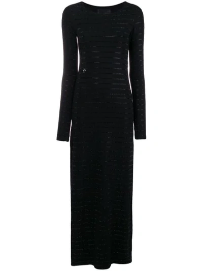 Philipp Plein Side Slit Maxi Dress In Black