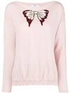 Blugirl Embellished Bow Fine Knit Sweater - Pink