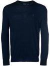 Polo Ralph Lauren Embroidered Logo Merino Wool Jumper In Blue