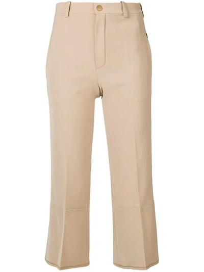 Chloé Cropped Flared Trousers In Neutrals
