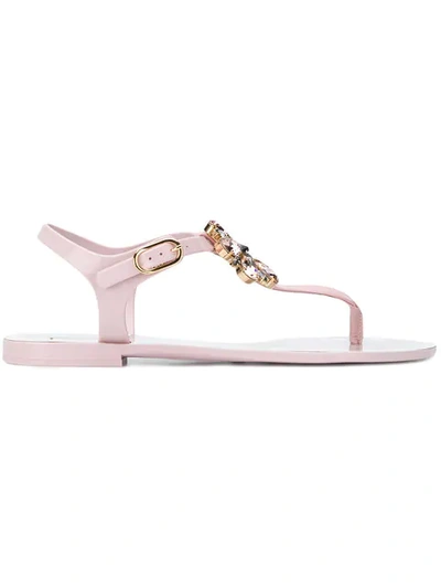 Dolce & Gabbana Embellished Thong Strap Sandals In Pink