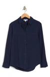 Beachlunchlounge Alessia Long Sleeve Cotton Button-up Shirt In Navy