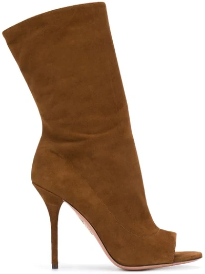 Aquazzura Eclair Peep Toe Bootie In Brown