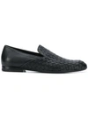 Bottega Veneta Intrecciato Weave Woven Loafers In Black