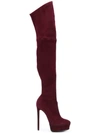 Casadei Stiletto Thigh Length Boots - Red