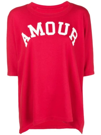 Zadig & Voltaire Portland 'amour' Sporty Graphic Scoop-neck Tee In Red