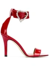 Paris Texas Heart Buckle Sandals In Red