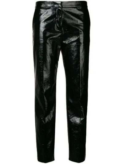 Mantù Mantu Wet Look Cropped Trousers - Black In Nero
