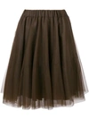 P.a.r.o.s.h Pleated Tulle Skirt In Brown