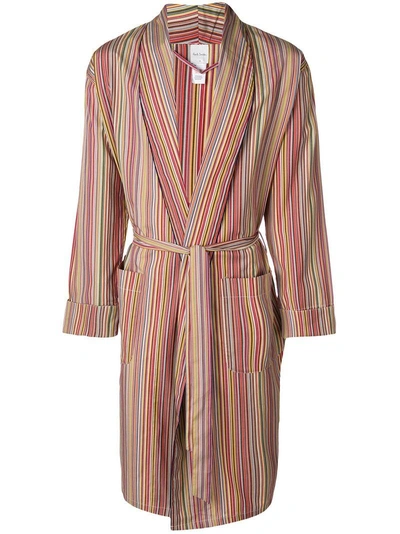 Paul Smith Striped Robe In Red