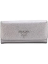 Prada Metallic Flap Wallet - Grey