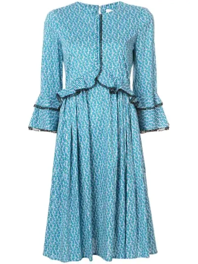 Carolina Herrera Striped Floral Print Dress - Blue