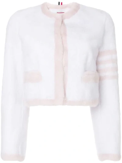 Thom Browne Mink Fur Cardigan Jacket - White