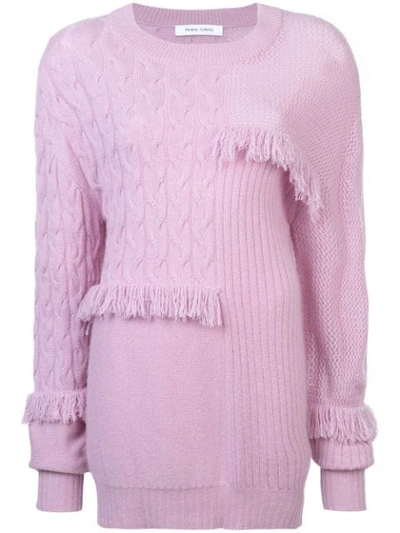 Prabal Gurung Cashmere Fringed Sweater In Pink