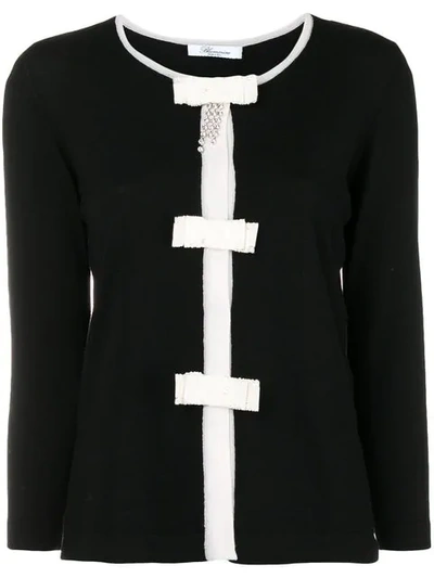 Blumarine Bow Detail Top In Nero Avorio