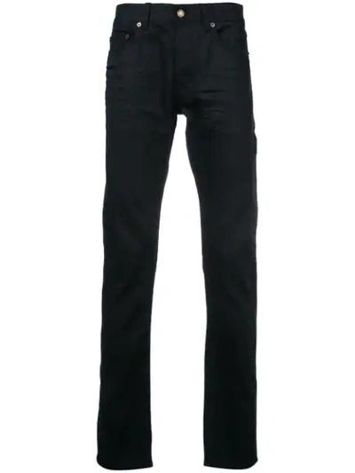 Saint Laurent High Rise Straight Jeans In 1080 - Black