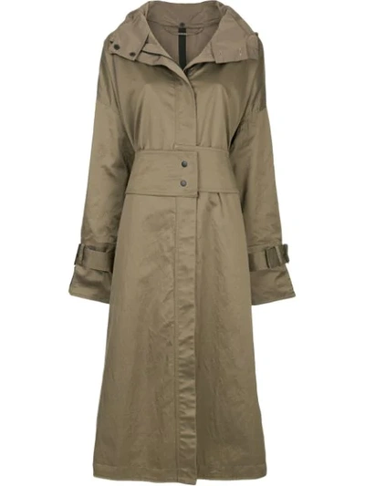 Taylor Zipped Trench Coat In Green