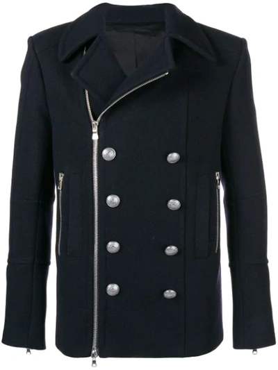 Balmain Classic Peacoat In Blue