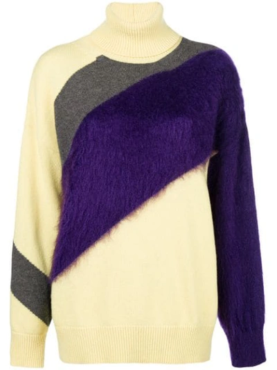 N°21 Colour-block Roll Neck Sweater In Giallo Chiaro