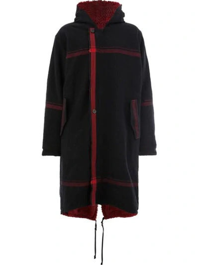 Uma Wang Checked Fleece Coat In Black