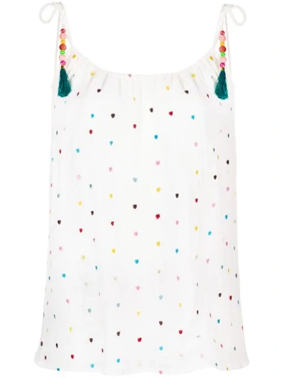 Alicia Bell Heart Embroidered Vest Top - White