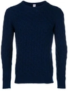 Eleventy Cable-knit Cashmere Jumper In Blue