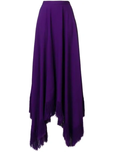 Nina Ricci Asymmetric Frayed-hem Maxi Skirt - Purple